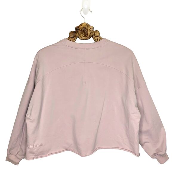 Lululemon Sweatshirt LA Oversized Boxy Crew Crop Terry Pullover Pale Pink S - Picture 2 of 6